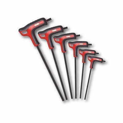 Conjunto de seis chaves Torx em T preto e vermelho