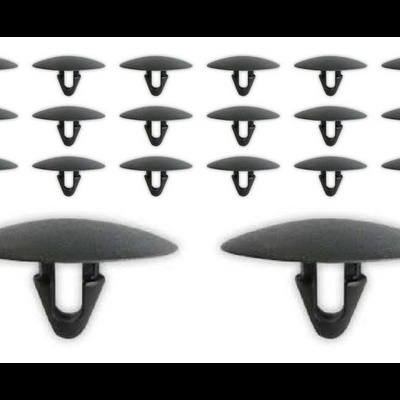 Conjunto de 16 presilhas de plástico pretas com formato arredondado