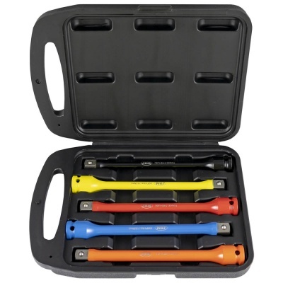 Conjunto de barras de extensão coloridas numa caixa preta