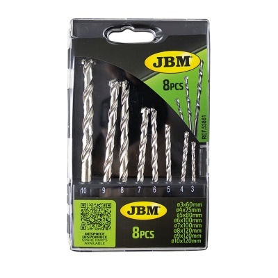 Kit de 8 brocas metálicas de vários tamanhos em embalagem JBM
