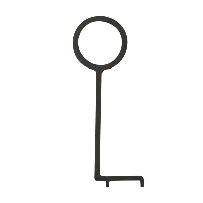 Chave metálica preta com cabo longo fino em forma de anel