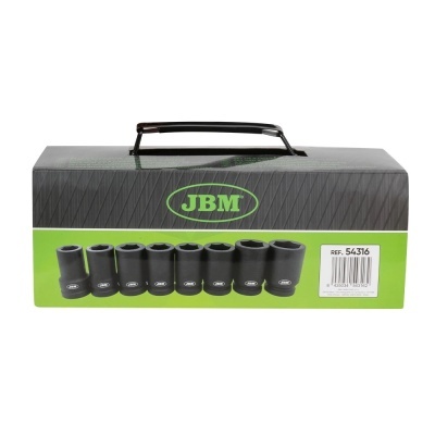 Conjunto de chaves soquetes JBM em caixa preta com verde e pega