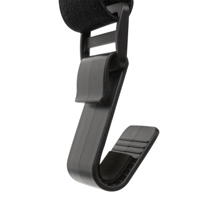 Cabide preto de automóvel com gancho e alça de fixação em tecido