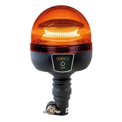 luz de aviso rotativa industrial laranja com base preta