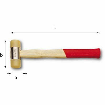 Martelo com cabo de madeira e cabeça de borracha