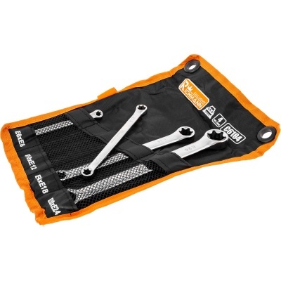 Conjunto de três chaves fixas inox em bolsa preta e laranja com etiqueta FIXMAN