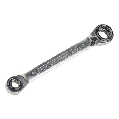 Chave inglesa dupla cromada com números 10 e 19 e texto CHROM-VANADIUM