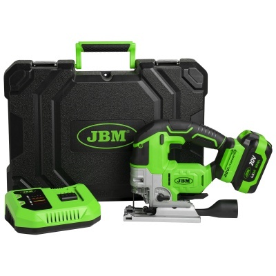 Conjunto serra tico-tico JBM verde com bateria e estojo preto