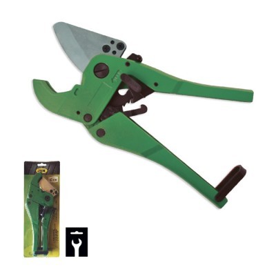 Tesoura de aparar ramos verde com lâmina metálica em embalagem