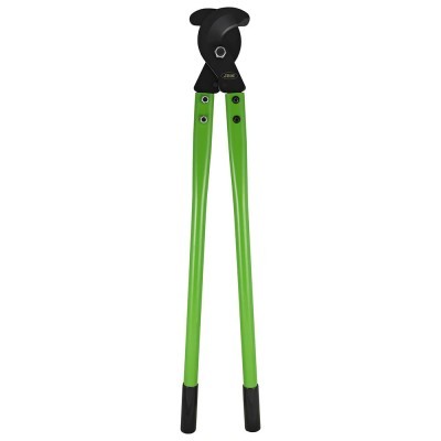 Alicate de corte de cabo com cabos verdes e pontas pretas.