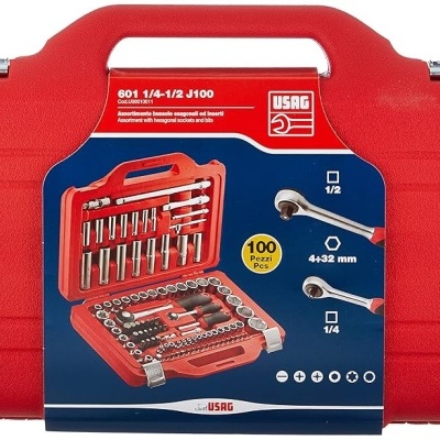 Mala vermelha de ferramentas USAG com 100 peças