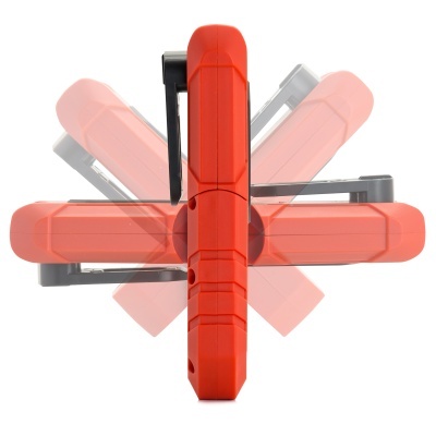 Base ou suporte multiângulo em plástico vermelho com articulações, vista frontal