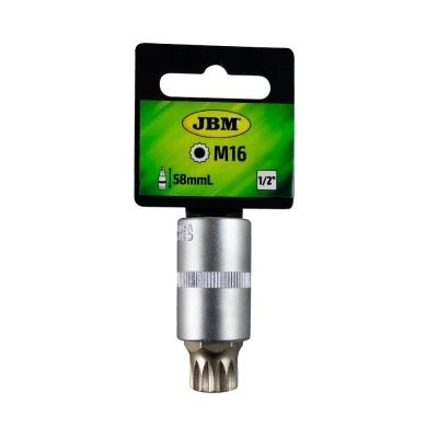 Chave de soquete JBM M16 de metal prateado com embalagem verde