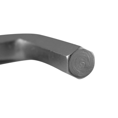 Chave Allen metálica cinza escuro com extremidade hexagonal e padrão circular