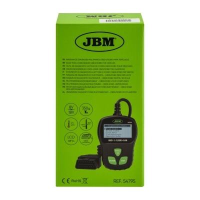 Embalagem verde do produto JBM scanner diagnóstico automóvel OBDII/EOBD+CAN
