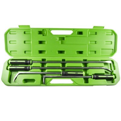 Conjunto de ferramentas com cabo preto em caixa verde