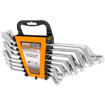 Conjunto de 8 chaves de boca em suporte plástico preto e laranja