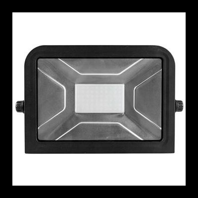 refletor led retangular preto com vidro e interior prateado