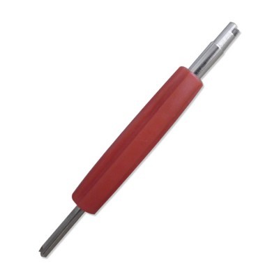 Ferramenta com cabo vermelho e ponta metálica para apertar