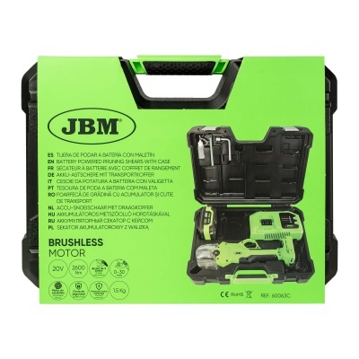 Maleta de ferramentas para poda verde e preta JBM com texto e imagens do produto