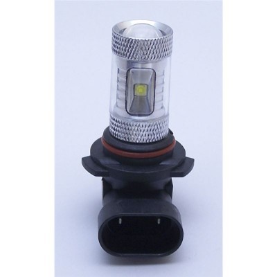 Lâmpada LED para automóvel com corpo metálico prateado e base preta