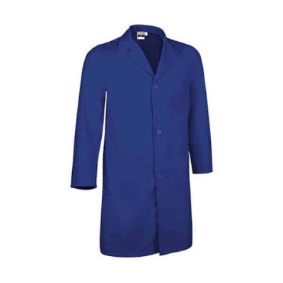 Blusão comprido azul com botões e gola lapela