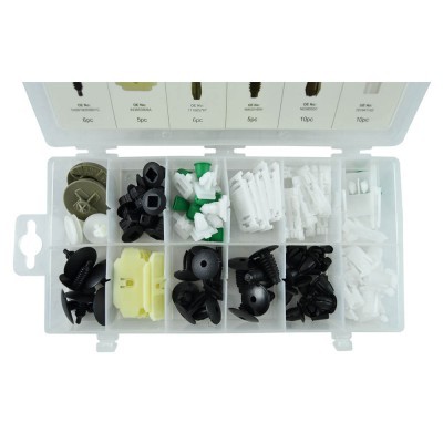 Caixa de fixadores plásticos e metálicos variados