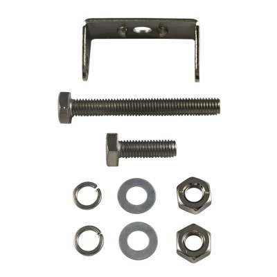 Conjunto de parafusos, porcas, molas e arruelas metálicas prateadas