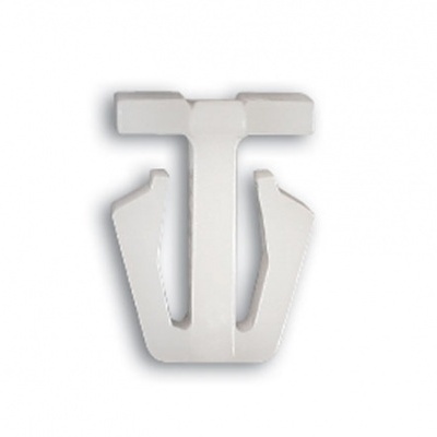 Clip branco de plástico com abas triangulares