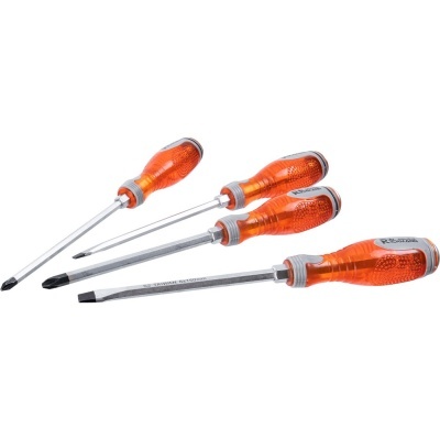 Conjunto de quatro chaves de fendas com punho laranja