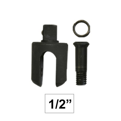 Três peças metálicas pretas destacadas em fundo branco, com indicação '1/2