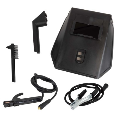 Conjunto de soldadura com máscara, escova, suporte de eletrodo e cabos