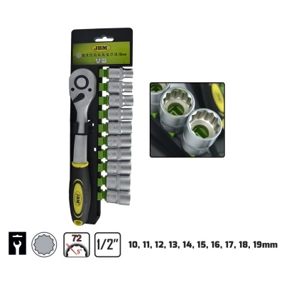 Conjunto de chave de caixa com catraca e soquetes