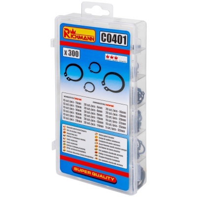 Embalagem plástica transparente com anéis de aperto RICHMANN C0401, 300 peças, em vários tamanhos
