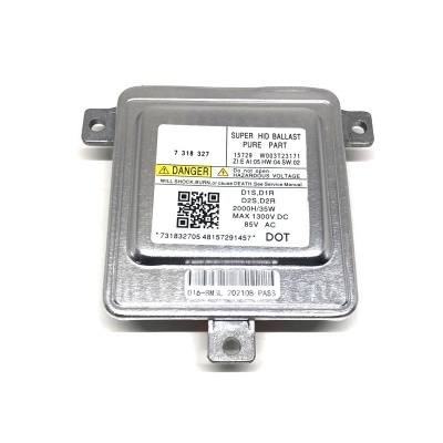 Balasto eletrónico metálico retangular para lâmpadas HID com etiqueta e avisos