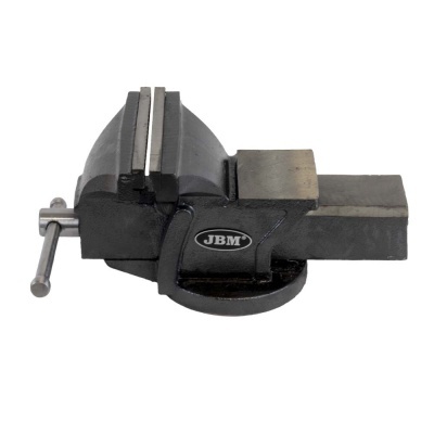 Torno de banco preto JBM com mandíbulas serrilhadas e alavanca metálica