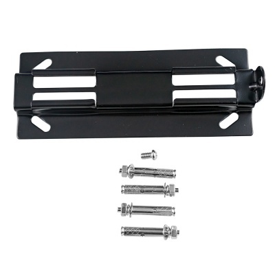 Suporte preto com parafusos prateados sobre fundo branco