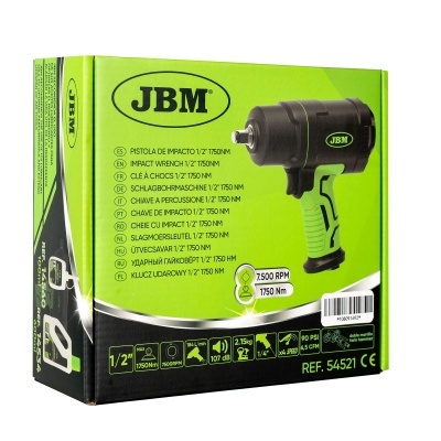 Embalagem verde e preta de pistola de impacto JBM 1/2