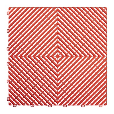 Tapete modular quadrado vermelho com padrão geométrico