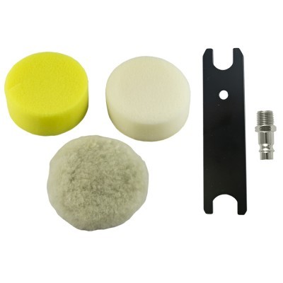 Conjunto de discos de esponja e lã com chave e peça metálica