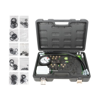 Conjunto de ferramentas de teste para motor em estojo com medidor, tubos e anilhas de borracha