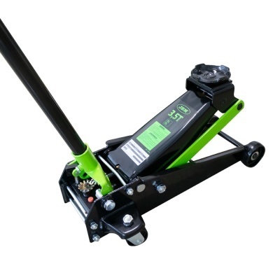 Gato hidráulico preto e verde para carros com capacidade de 3,5 toneladas