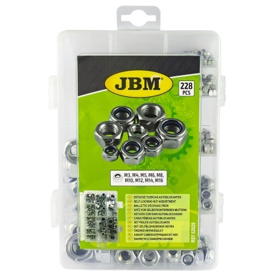 Estojo transparente com porcas autolocantes de metal JBM 228 peças