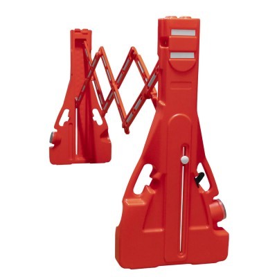 Suporte de segurança extensível vermelho com refletores e base larga