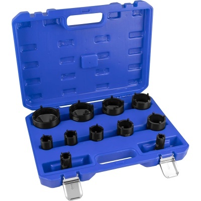 Conjunto de chaves tubo em estojo azul com fechos metálicos