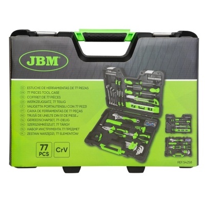 Estojo de ferramentas JBM 77 peças preto e verde