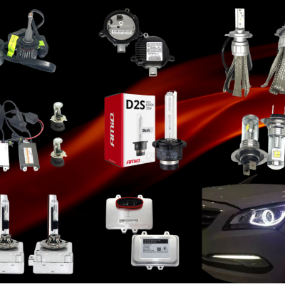 Conjunto de lâmpadas automóveis LED, Xenon e halogéneas com acessórios e caixa D2S AMIO