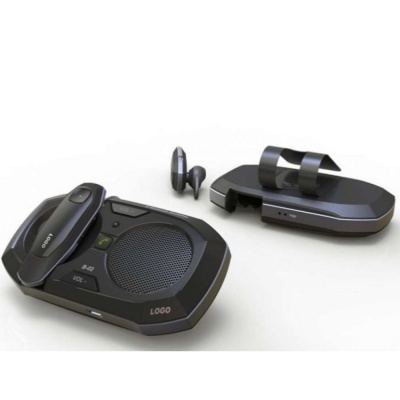 Dispositivos eletrónicos pretos com botões e presilha sobre fundo branco