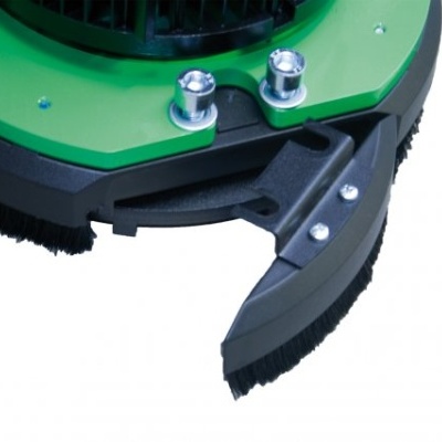 Base verde e preta de máquina com escovas e parafusos