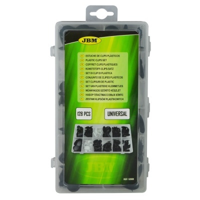 Caixa transparente com conjunto de clips plásticos JBM